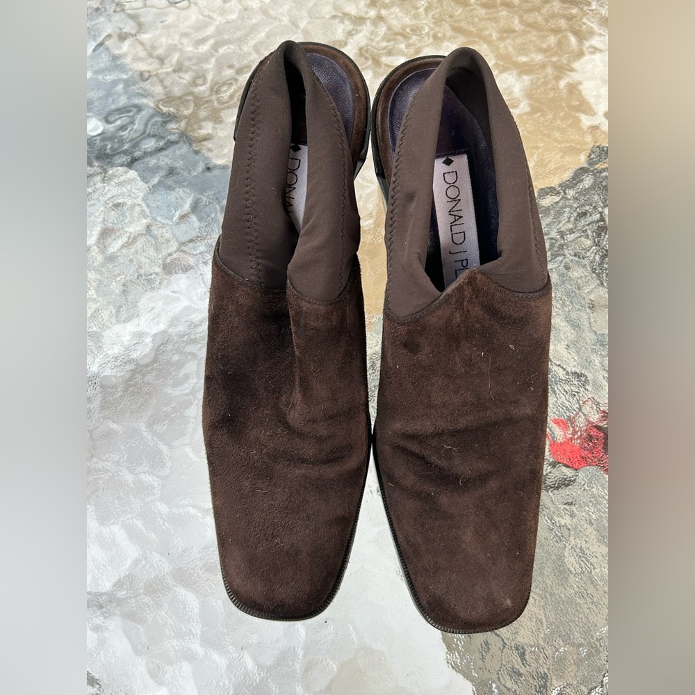 Donald J Pliner 7.5 brown suede sling back bootie shooties